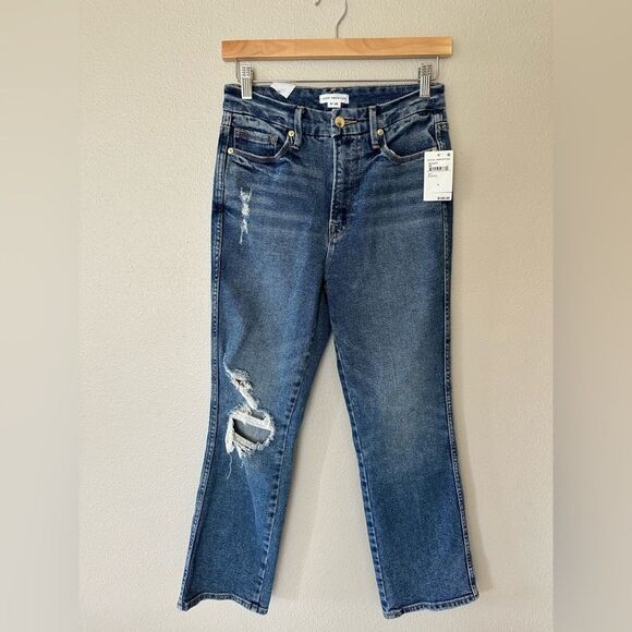 Good American Good Curve Straight Jeans Distressed Size 6 / 28 - Picture 1 of 6